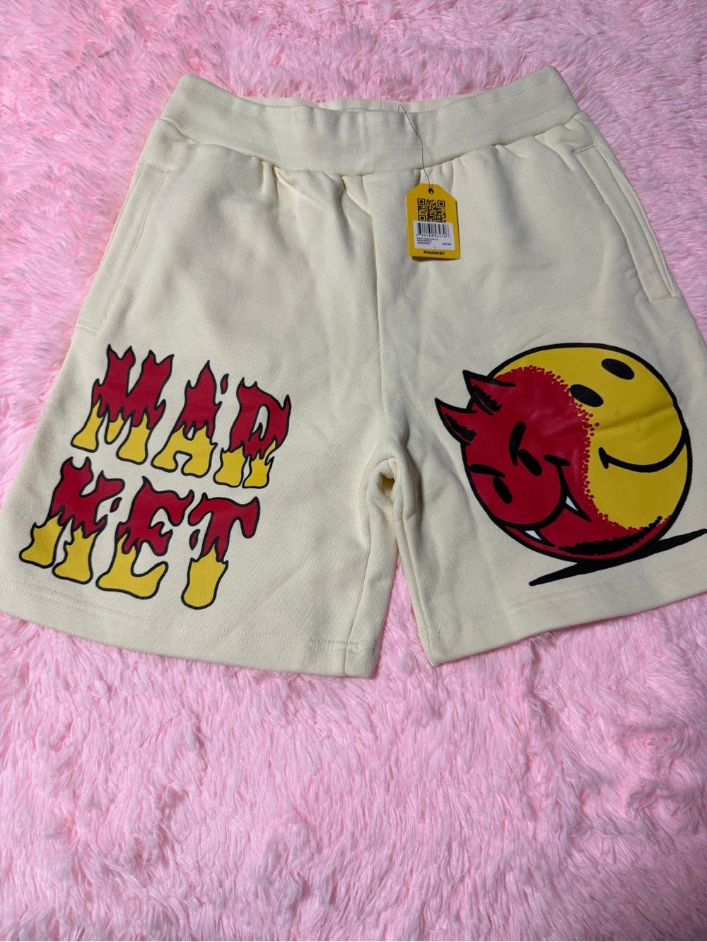 Mad Heat Cream Graphic Men’s Athletic Shorts